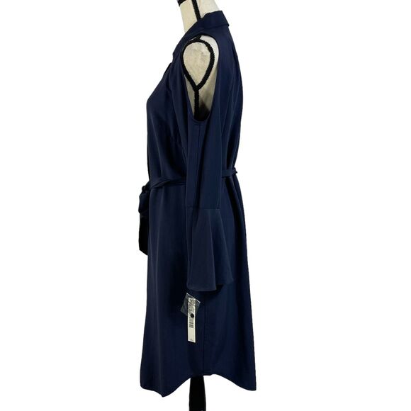 Antonio Melani SZ 8 Shiloh Shirt Dress Bell Sleeve Button-Up Cold Shoulder Blue - Picture 6 of 9